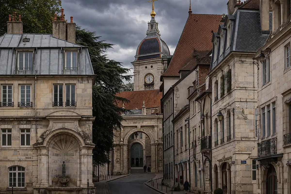 Vue du centre historique de Besançon — La Boucle, enchâssée dans le méandre du Doubs