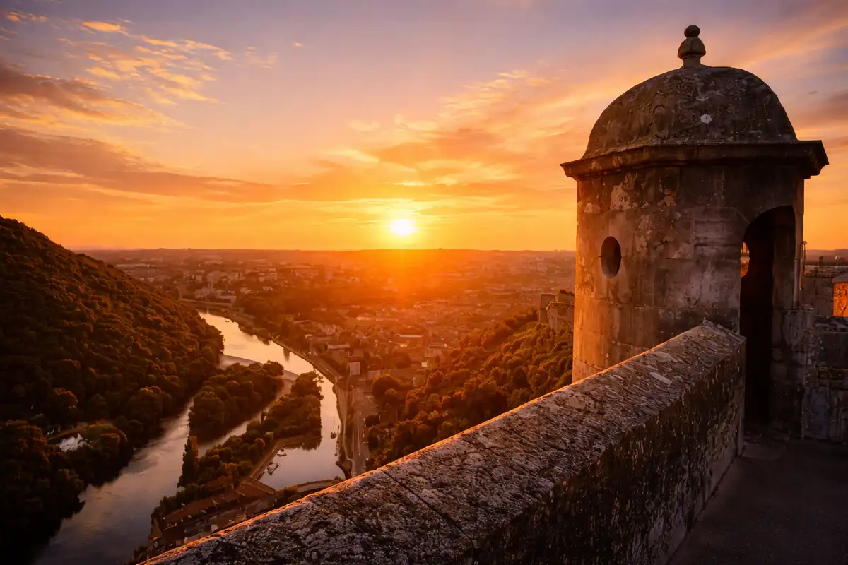 Vue panoramique sur le Doubs et la ville depuis les remparts de la citadelle